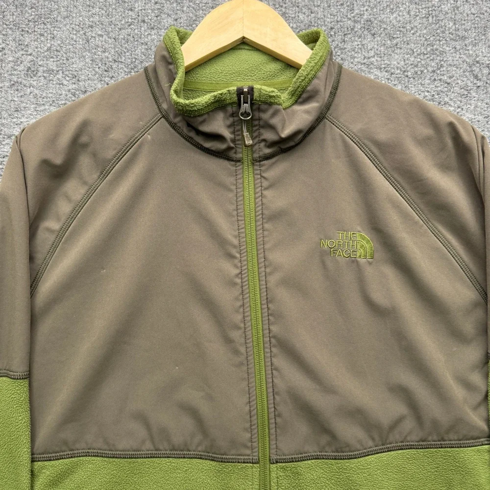 The North Face FlashDry Full Zip Jacket Mens XL‎ Green Brown Outdoor Fleece